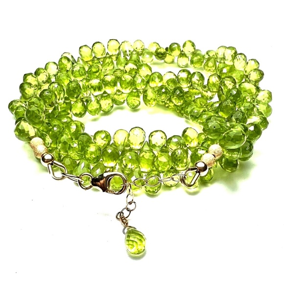Handcrafted Natural Peridot Necklace 14k Solid Yellow Gold , August Birthstone - Picture 3 of 12